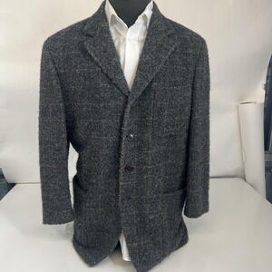 Ermenegildo Zegna Soft Blazer Mens 44 Gray Alpaca Check Tweed Sport Coat Italy